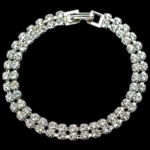 Vintage Two Strand Bracelet with Crystal Accents